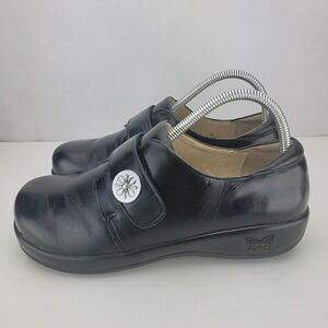 Alegria Womens Size 8-8.5 Black Leather Hook Loop Joleen Jet Luster Shoes JOL-64